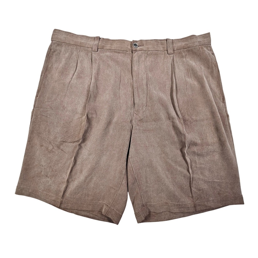 Tommy Bahama‎ Relax Shorts Mens 38 Brown 100% Silk Pleated Luxury Tropical Chino